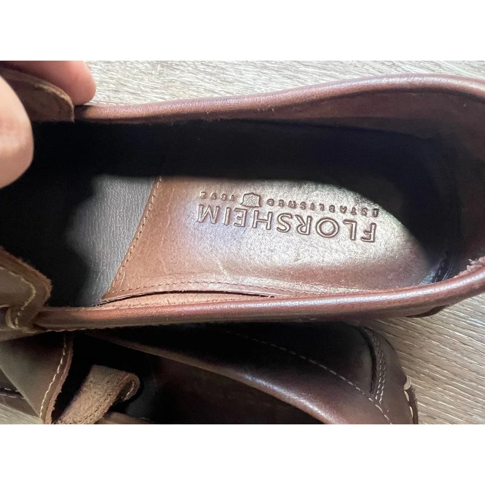 Florsheim‎ Brown Leather Driver Loafers Moc Toe Slip On Size 11 made in Spain